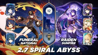 Genshin Impact 2.7 Spiral Abyss Floor 12 - Hutao Funerational / Raiden Sunfire