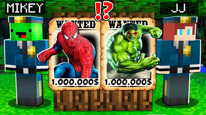 Why CURSED HULK and SPIDER-MAN is WANTED ? Mikey and JJ Became POLICE ! - in Minecraft Maizen