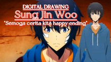 "Semoga cerita kita happy ending". (Sung Jin Woo digital drawing).