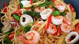 สปาเก็ตตี้ผัดขี้เมาทะเล สูตรเด็ด วิธีทำง่ายมากๆ/Spaghetti with Spicy Mixed Seafood/thai food recipes