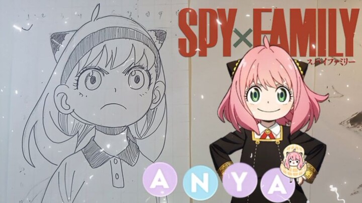 menggambar anya dari anime spy x family