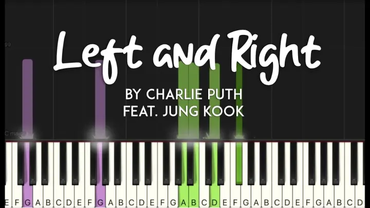 Left and Right by Charlie Puth feat. Jung Kook synthesia piano tutorial +sheet music