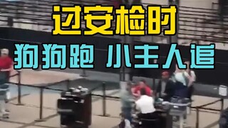 狗狗过安检乱跑，小主人在后边猛追