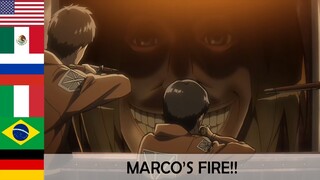"Marco's FIRE!"  in 7 languages ● Attack On Titan