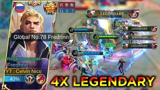 FREDRINN JUNGLER 4X LEGENDARY | FREDRINN TOP GLOBAL GAMEPLAY | MOBILE LEGENDS