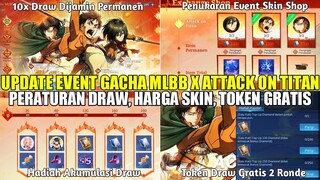 UPDATE EVENT GACHA MLBB X ATTACK ON TITAN! PERATURAN DRAW, DROP RATE, HARGA SKIN, DAN TOKEN GRATISAN