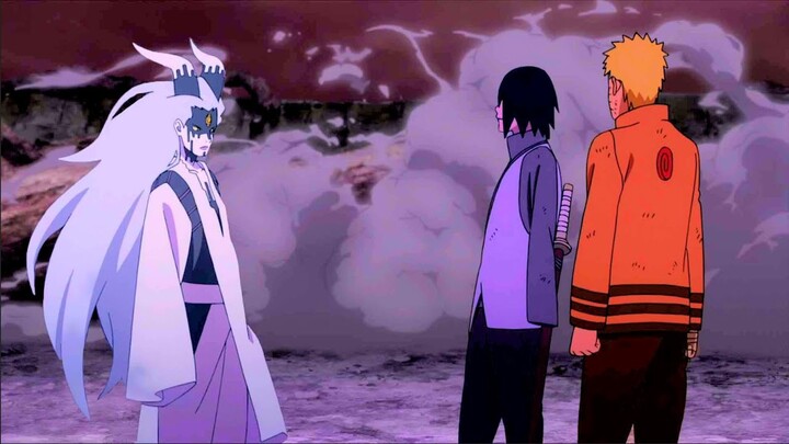 Naruto and Sasuke Epic Team up Against Momoshiki - Sasuke Helps Boruto Defeat Momoshiki