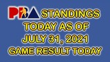 PBA STANDINGS TODAY AS OF JULY 31, 2021/PBA GAME RESULTS TODAY | GAMES SCHEDULE | PHILCUP2021