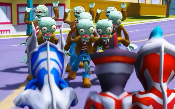 Ultraman is surrounded by zombies