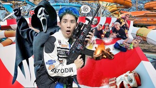 ชายปริศสวมหน้ากากในสวนน้ำ!! แคมป์ทั้งคืนบนสไลเดอร์ยักษ์!!(Part.1/2)