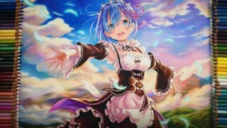 Colored pencil painting:Rem|<Re:Life in a different world from zero>