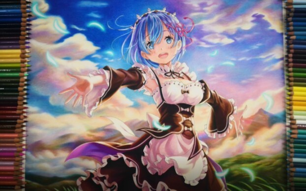 Colored pencil painting:Rem|<Re:Life in a different world from zero>