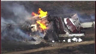 Gasoline and propane burn following train derailment near Gallup, New Mexico