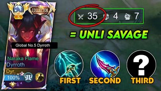 WTF... I GOT 35 KILLS + UNLI SAVAGE USING THIS NEW DYRROTH BROKEN BUILD!!💀🔥