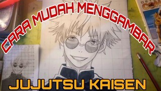 cara mudah menggambar anime jujutsu kaisen, gojo satoru