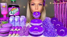 ASMR _PURPLE FOOD_ JELLY DONUT, PEEPS, CANDY CORN, POPPING BOBA, ROCK CANDY