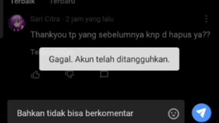 lihat apa yang terjadi pada akunku yang pertama. Diblokir secara permanen