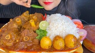 ASMR EATING SPICY MUTTON KEEMA KORMA,MUTTON CURRY,EGG CURRY,BASMATI RICE,SALAD *MUKBANG*