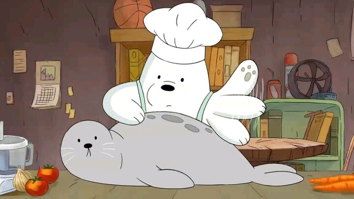 Let's Bare Bears Chú gấu trắng và chú hải cẩu thật dễ thương và không có đầu.