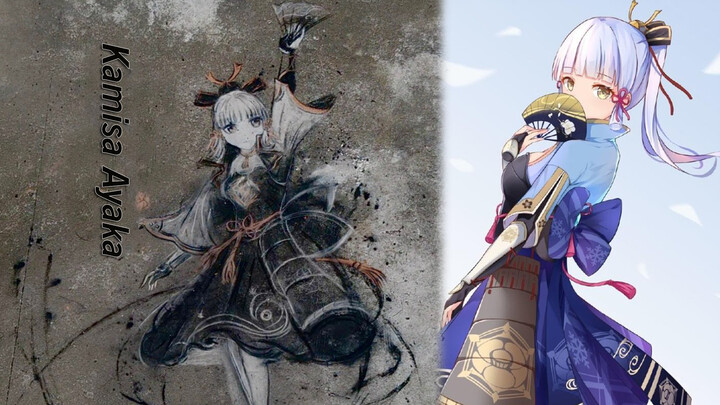 [Lukisan] Kamisato Ayaka dari Genshin Impact