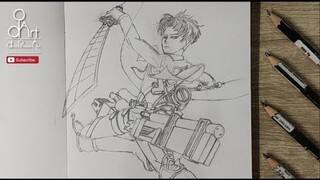 Lineart Drawing Levi Ackerman from Attack on Titan