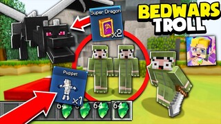KHANGG HACK BEDWARS BẰNG RỒNG ENDER VÀ HÌNH NỘM PUPPET BLOCKMAN GO TROLL NOOB TEAM* TROLL NOOB BG