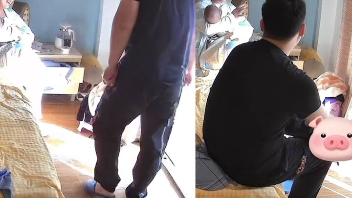 Pasangan suami istri yang sedang ngobrol tiba-tiba diganggu oleh rengekan si kecil. Sang ayah langsu