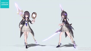 Reference for spear, broadsword, sword running, and attack combo movements