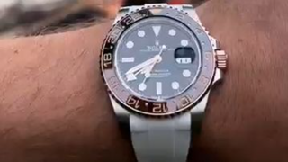 Rolex GMT Rootbeer paired on WIS Watch Straps Polar White Oysterflex Band 🔥