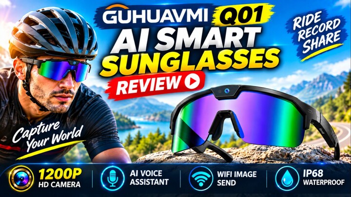 GUHUAVMI Q01 AI Smart Cycling Sunglasses Review | 1200P Camera & AI