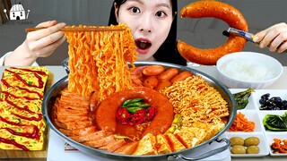 ASMR MUKBANG| 직접 만든 부대찌개 소세지 계란말이 집밥 먹방 & 레시피 KOREAN FOOD AND FIRE NOODLES EATING