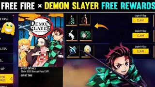 DEMON SLAYER FREE REWARDS| DEMON SLAYER × FREE FIRE| FREE FIRE NEW EVENT TODAY| FF NEW EVENT