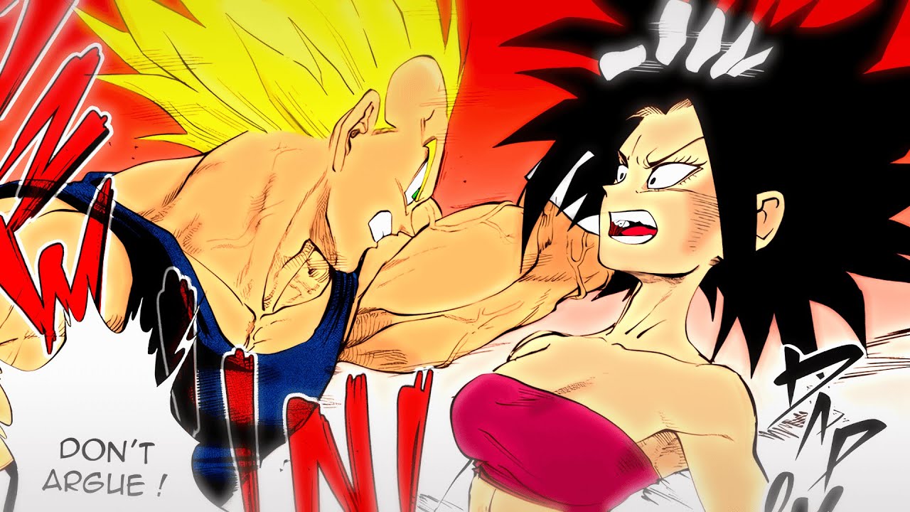 DB Kakumei manga: Vegeta kicks Caulifla animated by GokuZboku on