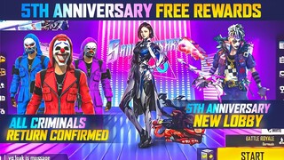 Free Fire 5th Anniversary Event | How To Claim 5th Anniversary Free Rewards | FF Anniversary 2022