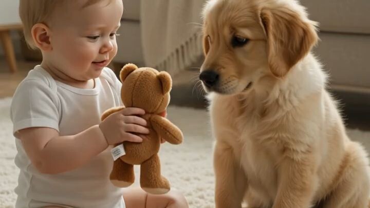 little baby and puppy 💓🫂