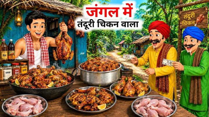 जंगल में तंदूरी चिकन वाला | Desi Tandoori Chicken Wala | Hindi Cartoon | Hindi Kahani | Cartoon