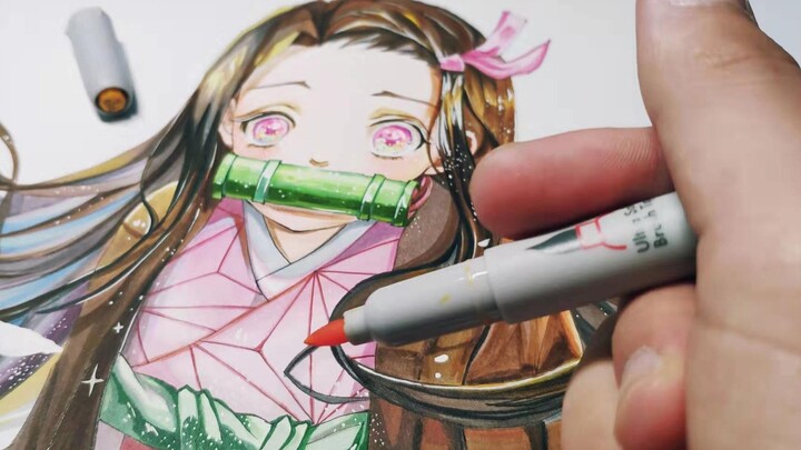 Vẽ bằng bút dạ Nezuko dễ thương trong Thanh Gươm Diệt Quỷ