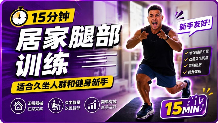 15分钟居家腿部训练｜适合久坐人群和健身新手