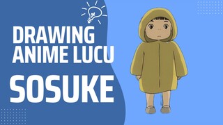 DRAWING ANIME LUCU | SOSUKE PAKE JAS HUJAN-ANGGA