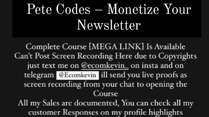 Pete Codes – Monetize Your Newsletter course is available at low cost intrested persons DM me