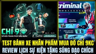 (Free Fire) Test Bánh Xe Nhân Phẩm Mua Đồ Siêu Rẻ Chỉ 9KC, Review Lịch Sự Kiện Tặng FREE Skin Súng