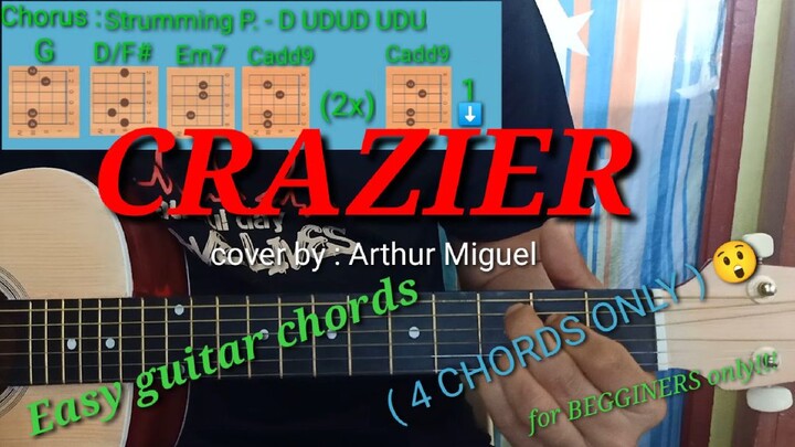 Crazier - Arthur Miguel cover | Easy guitar tutorial