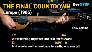 The Final Countdown - Europe (1986) - Easy Guitar Chords Tutorial with Lyrics