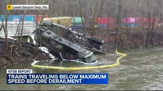 Trains were traveling below maximum speed before Pa. derailment: NTSB