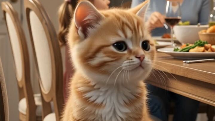 Kitten_welcomes_father_home