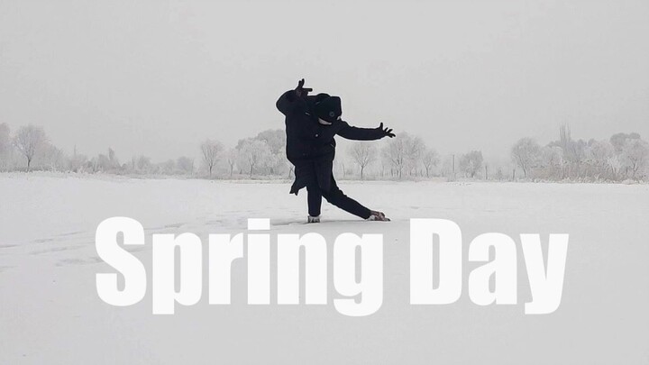Menarikan Spring Day Musim Semi BTS di tengah salju, perasaan ini sangat kuat