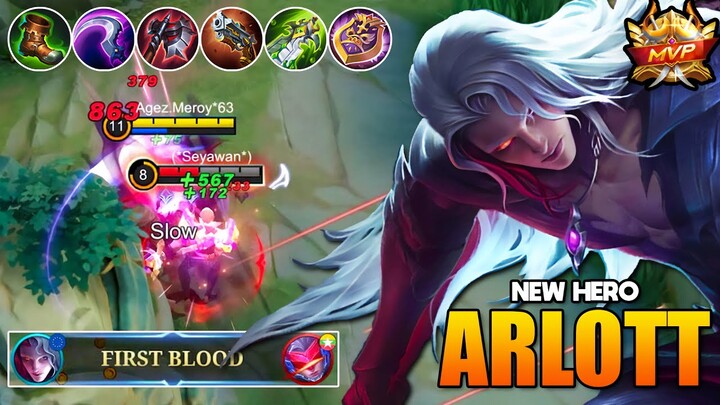 15 KILLS!! ARLOTT NEW HERO 100% BROKEN OFFLANER - MLBB [ BUILD NEW HERO ARLOTT ]