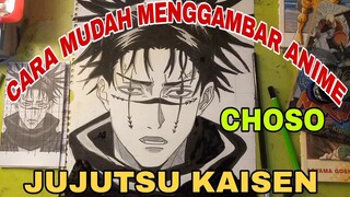 cara mudah menggambar anime jujitsu kaisen karakter choso