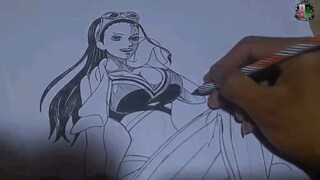 drawing pen karakter one piece, nico robin