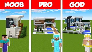 Minecraft NOOB vs PRO vs GOD: MODERN HOUSE BUILD CHALLENGE in Minecraft / Animation